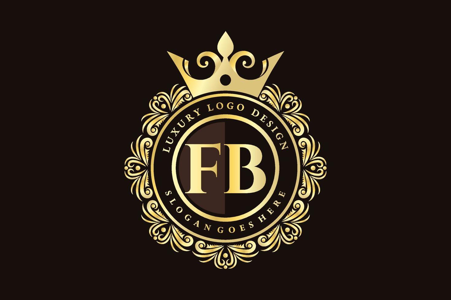 fb letra inicial oro caligráfico femenino floral dibujado a mano monograma heráldico antiguo estilo vintage diseño de logotipo de lujo vector premium