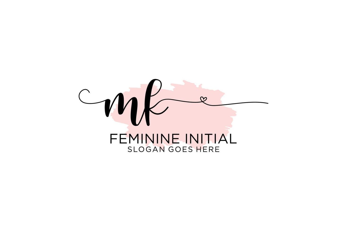 Initial MK beauty monogram and elegant logo design handwriting logo of initial signature, wedding, fashion, floral and botanical with creative template. vector