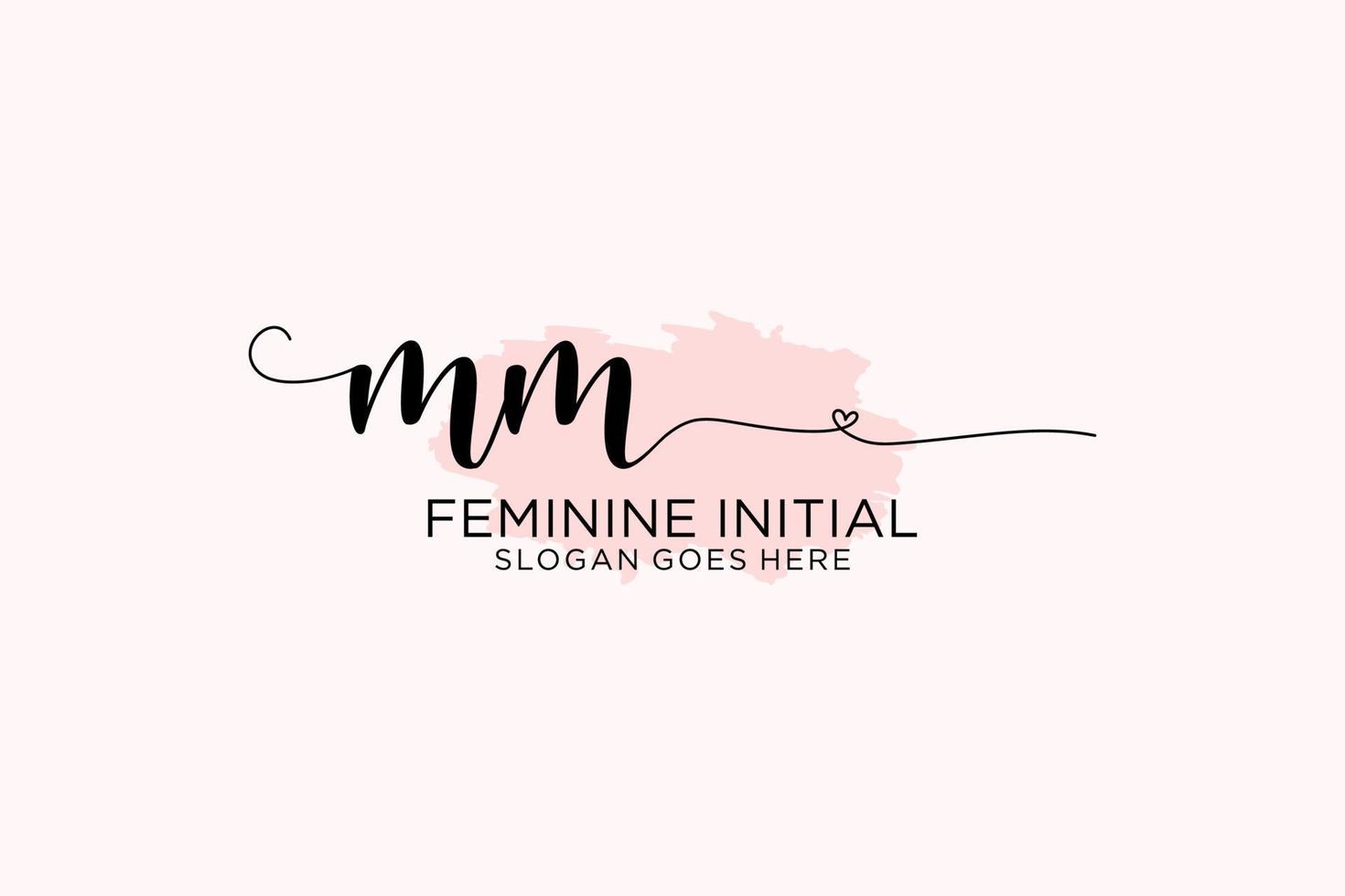 Initial MM beauty monogram and elegant logo design handwriting logo of initial signature, wedding, fashion, floral and botanical with creative template. vector