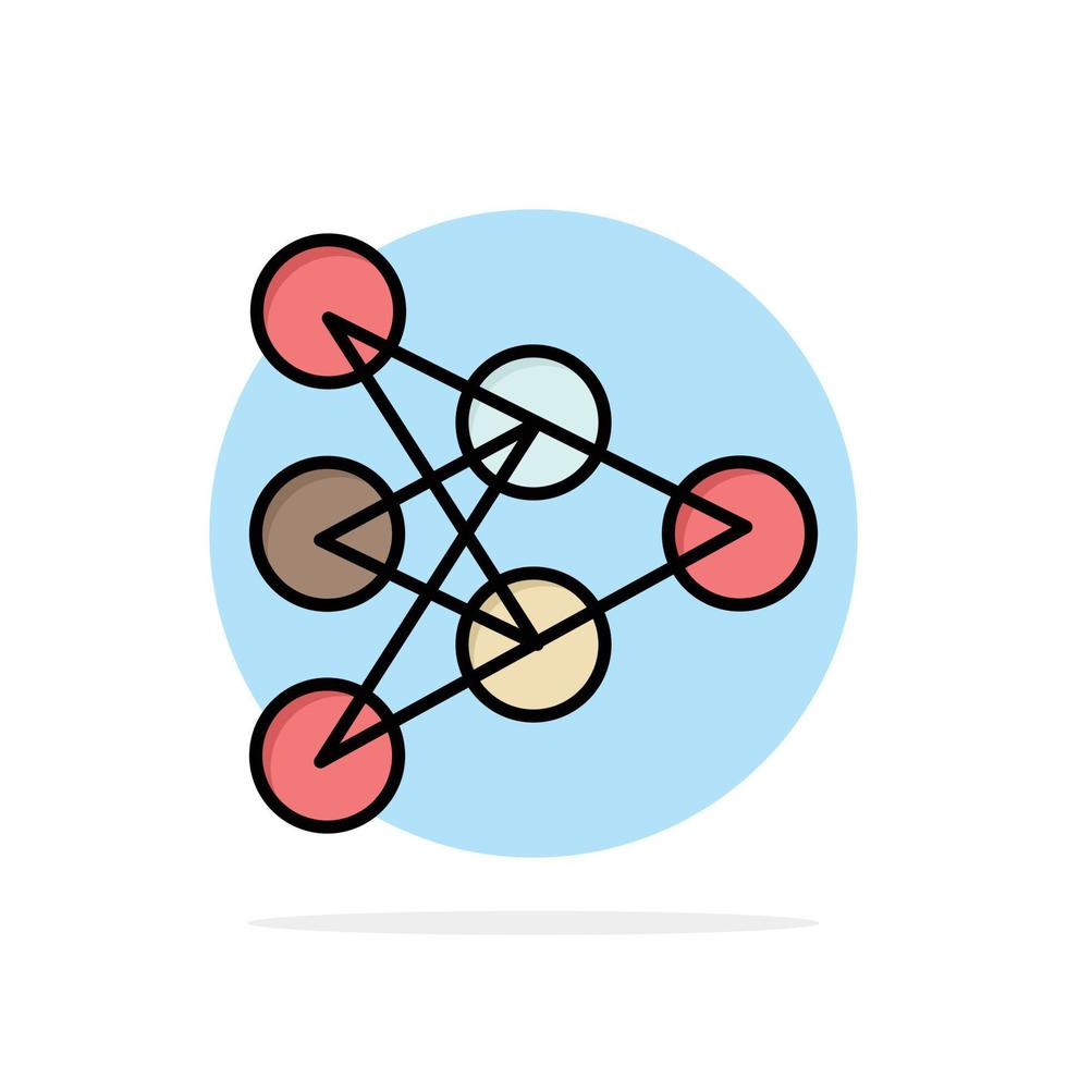 aprendizaje de datos de algoritmo profundo icono de color plano de fondo de círculo abstracto vector