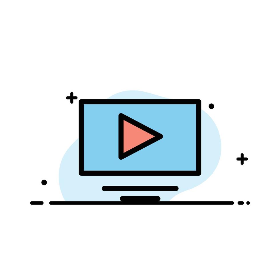 Video Play YouTube  Business Flat Line Filled Icon Vector Banner Template