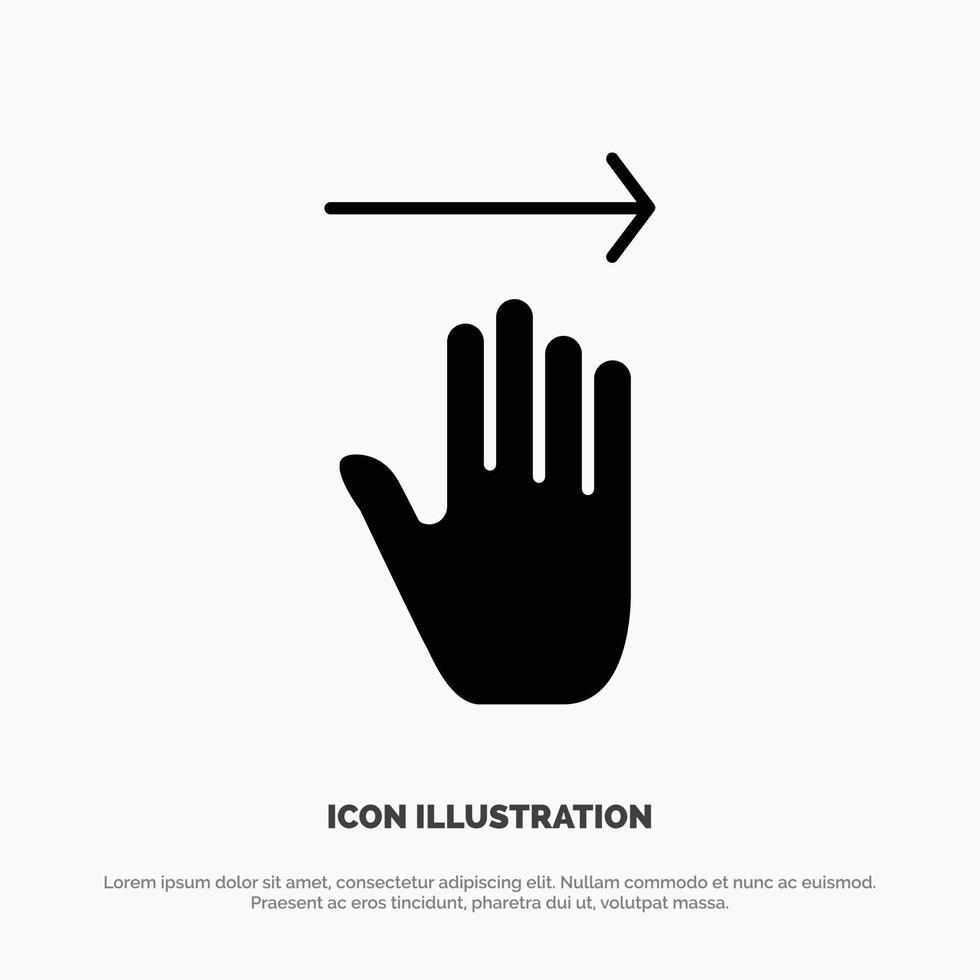 Hand Arrow Gestures right solid Glyph Icon vector