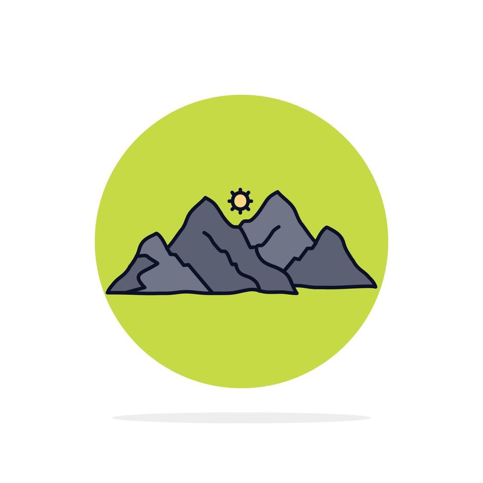 paisaje de montaña colina naturaleza escena color plano icono vector