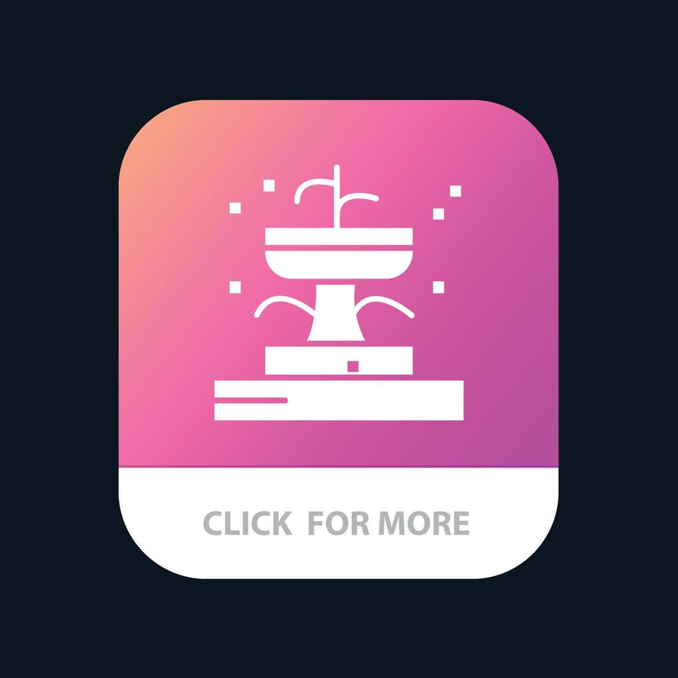 Buildings Fountain Garden Park Mobile App Button Android and IOS Glyph Version vector