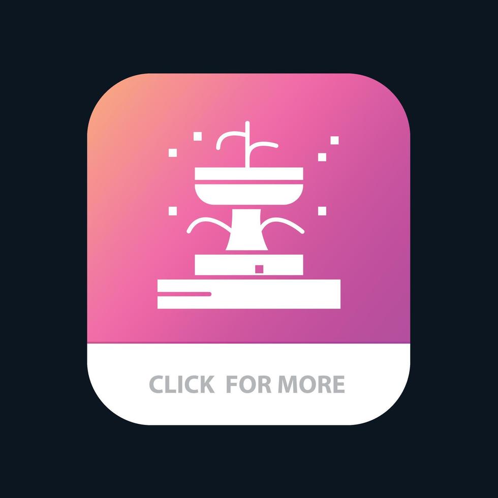 edificios fuente jardín parque botón de aplicación móvil versión de glifo de android e ios vector