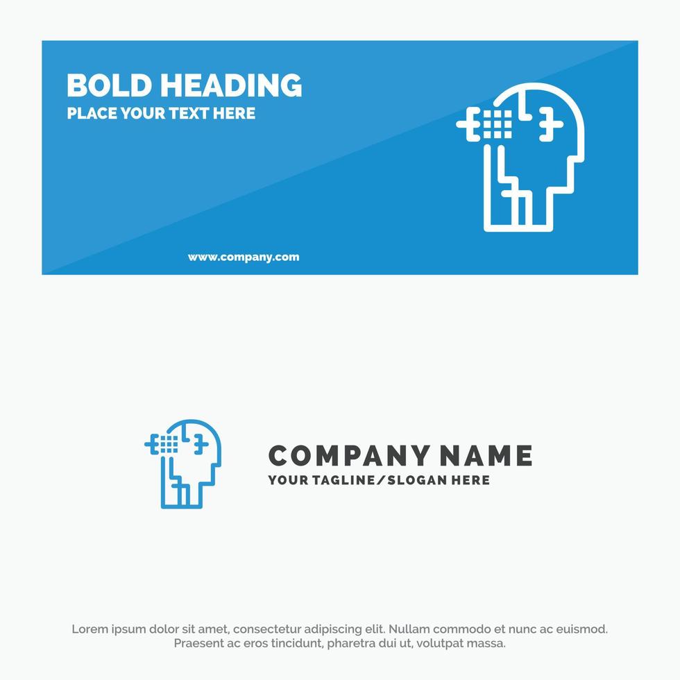 Artificial Human Man Head SOlid Icon Website Banner and Business Logo Template vector