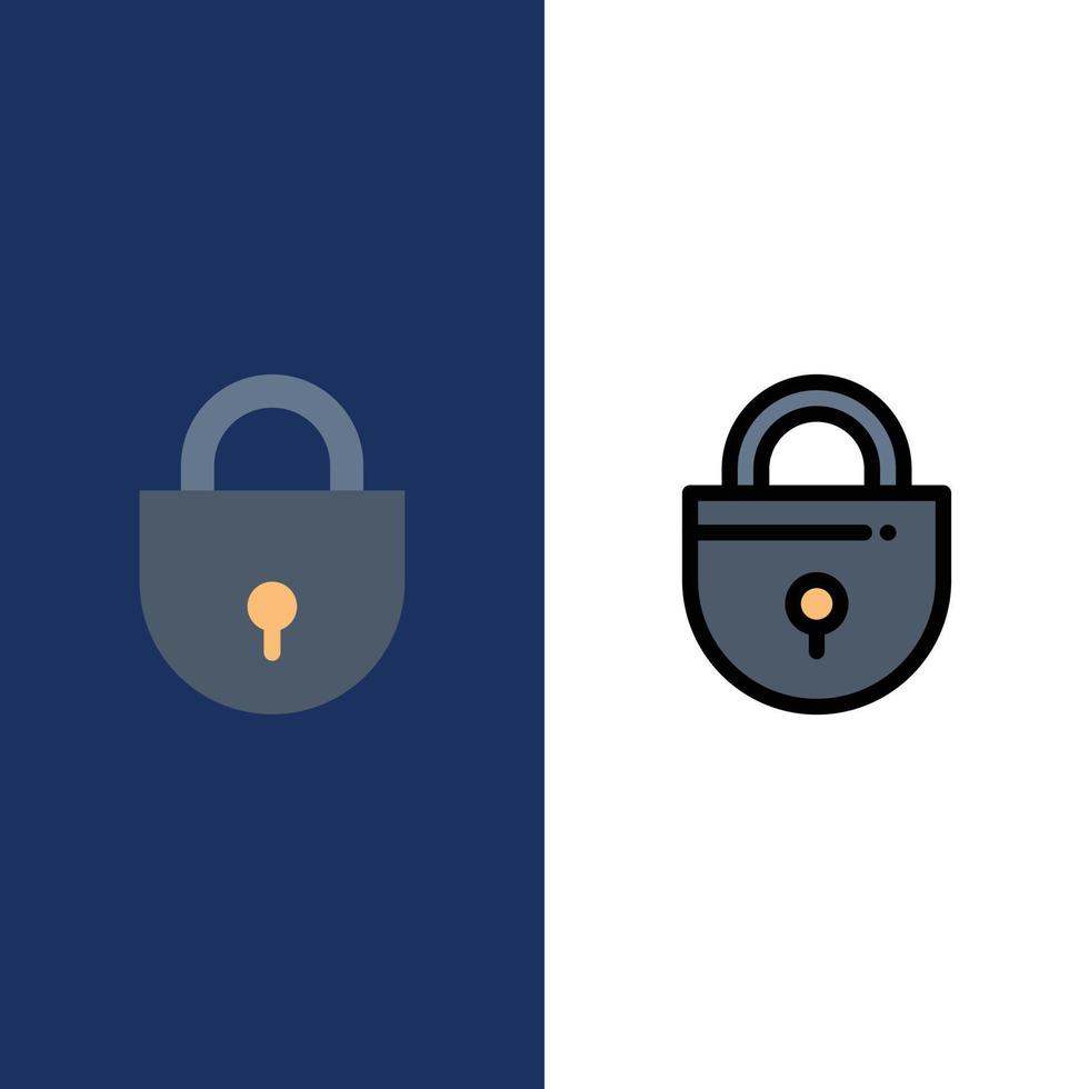 Internet Lock Locked Security  Icons Flat and Line Filled Icon Set Vector Blue Background