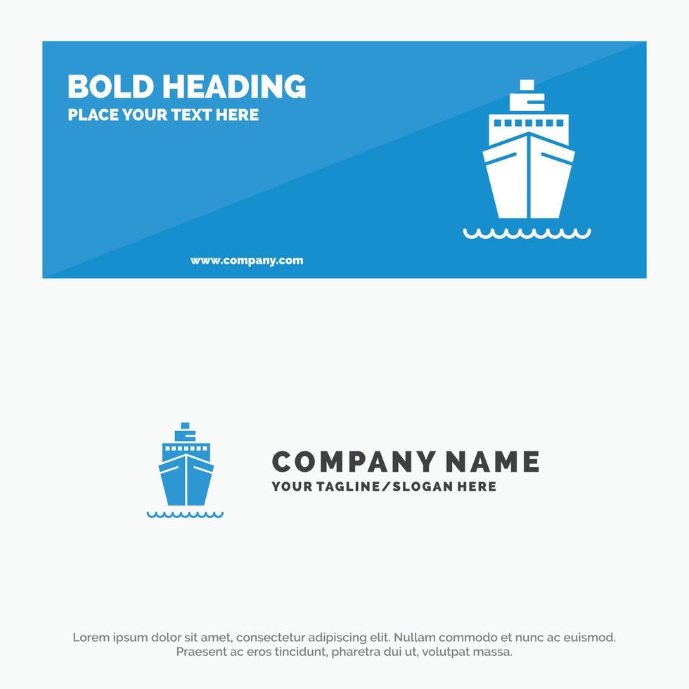 barco barco transporte barco icono sólido sitio web banner y plantilla de logotipo de empresa vector