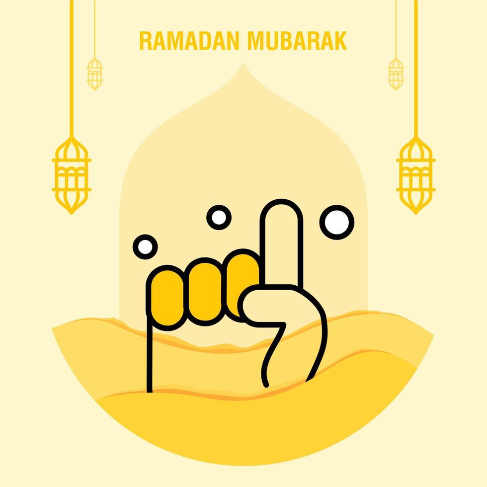 Ramadan kareem greeting template islamic crescent and arabic lantern vector illustration