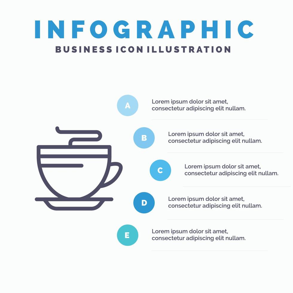 Tea Coffee Cup Cleaning Line icon with 5 steps presentation infographics Background vector