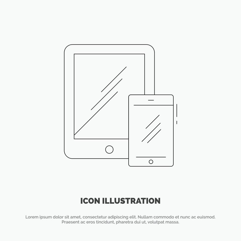 Smartphone Business Mobile Tablet Phone Line Icon Vector