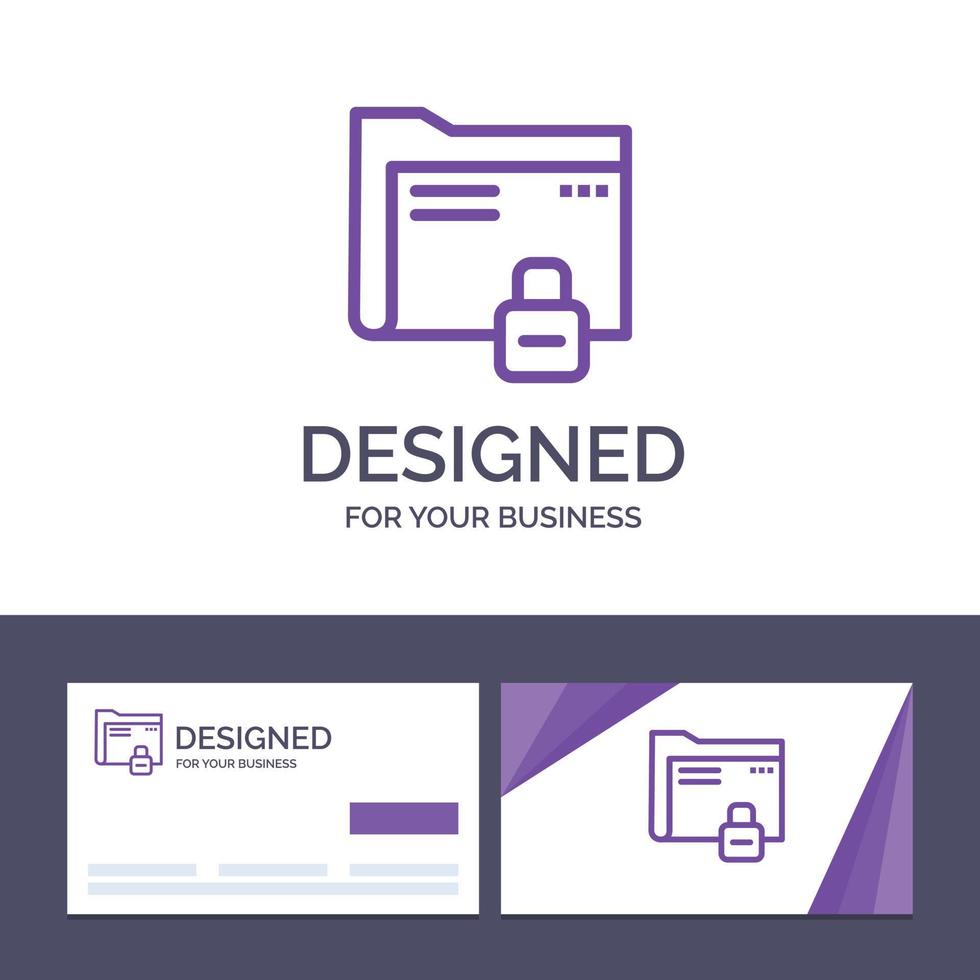 Creative Business Card and Logo template Data Folder Password Protection Secure Vector Illustration