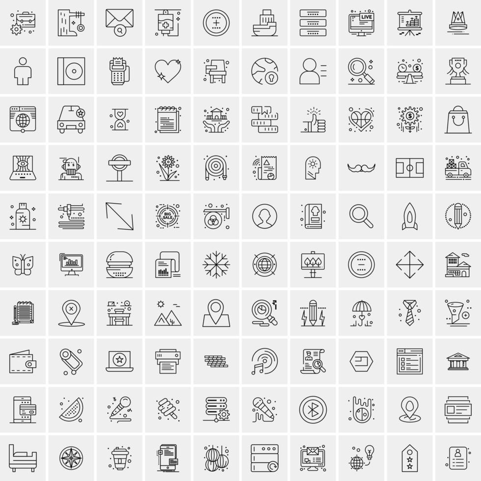 paquete de 100 iconos de líneas universales para móviles y web vector