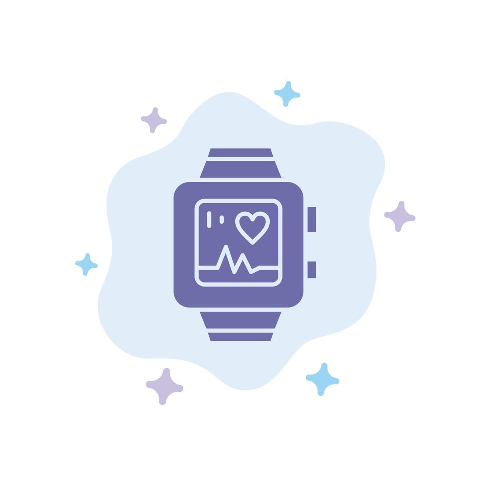 Hand watch Watch Love Heart Blue Icon on Abstract Cloud Background vector