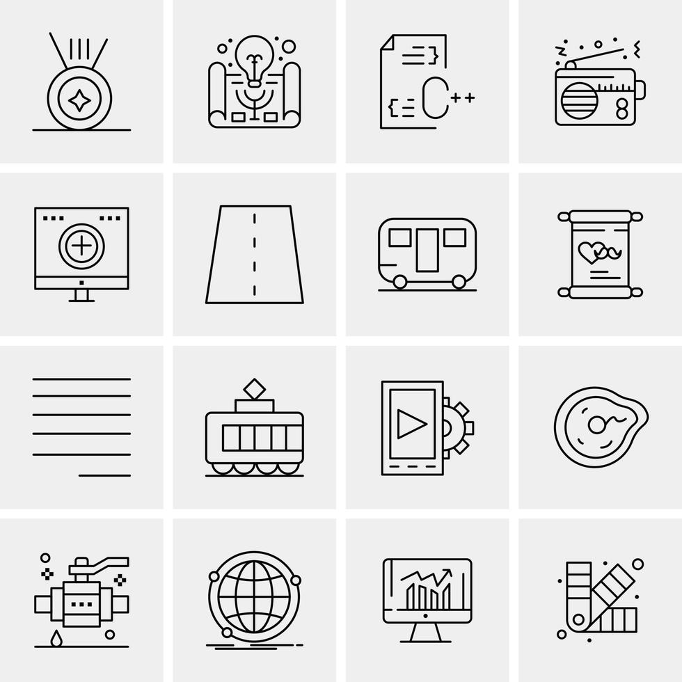 16 iconos de negocios universales vector ilustración de icono creativo para usar en proyectos relacionados con la web y dispositivos móviles