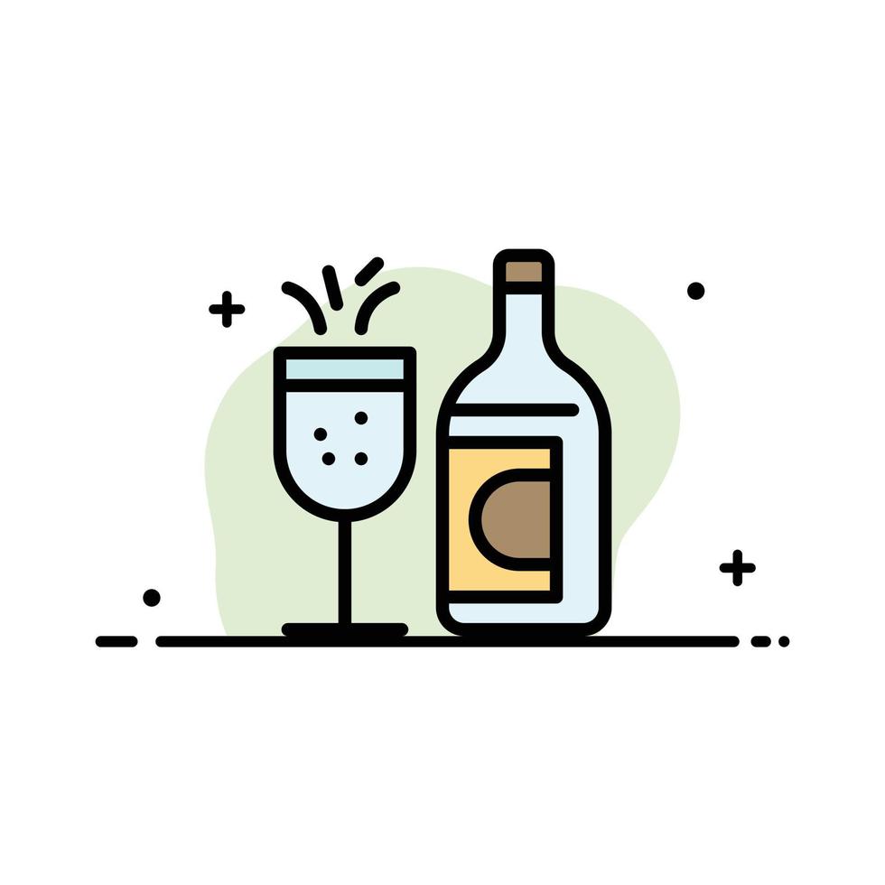 botella de vidrio bebida de pascua negocio línea plana icono lleno vector banner plantilla