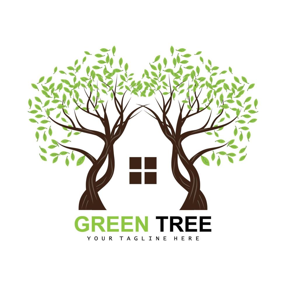 Tree Logo, Green Trees And Wood Design, Forest Illustration, Trees Kids Games vector