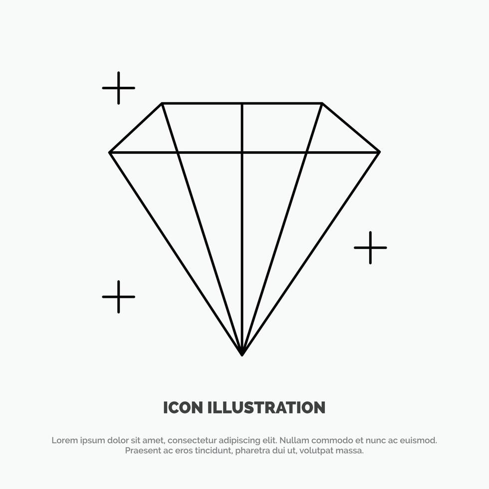 Diamond Jewel User Line Icon Vector