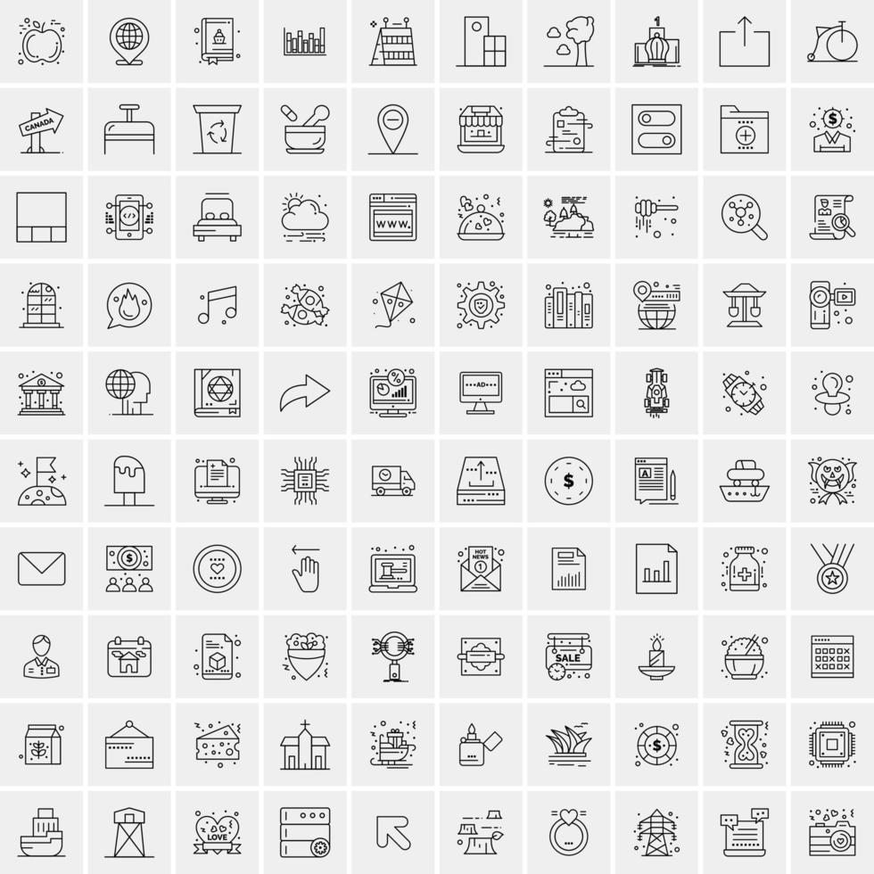 Pack of 100 Universal Line Icons for Mobile and Web vector