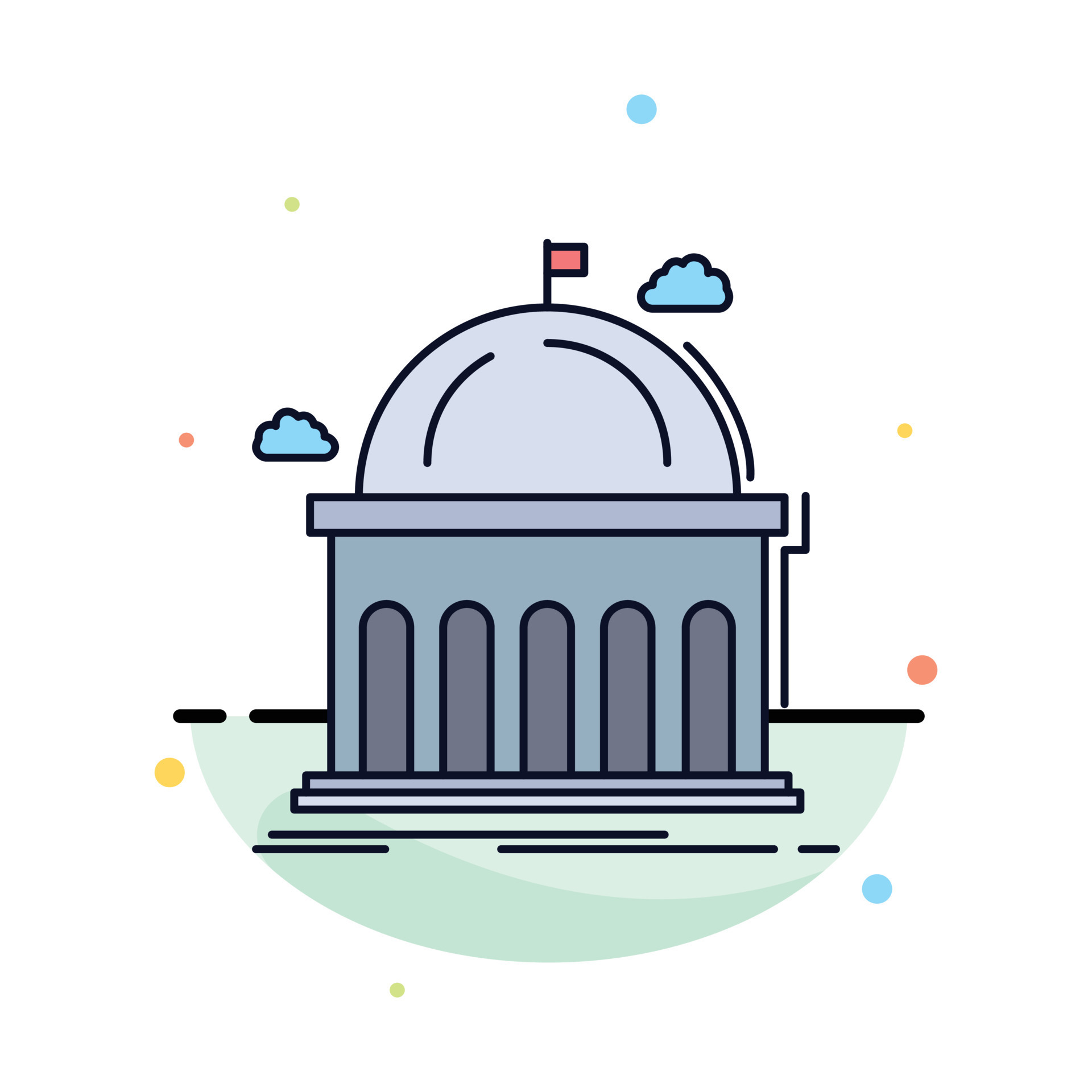 Library school education learning university Flat Color Icon Vector ...