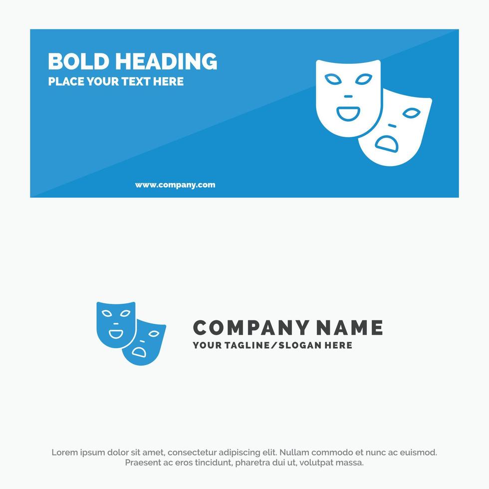 Masks Roles Theater Madrigal SOlid Icon Website Banner and Business Logo Template vector