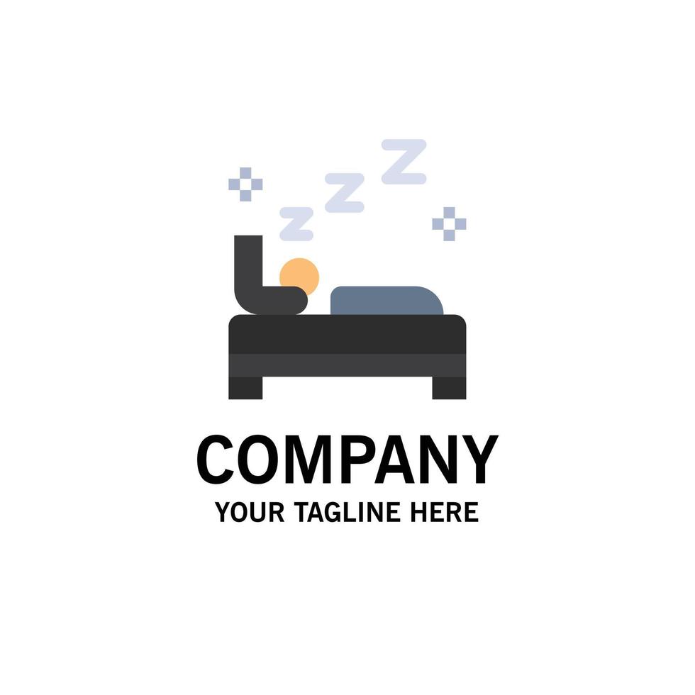 Bed Bedroom Clean Cleaning Business Logo Template Flat Color vector