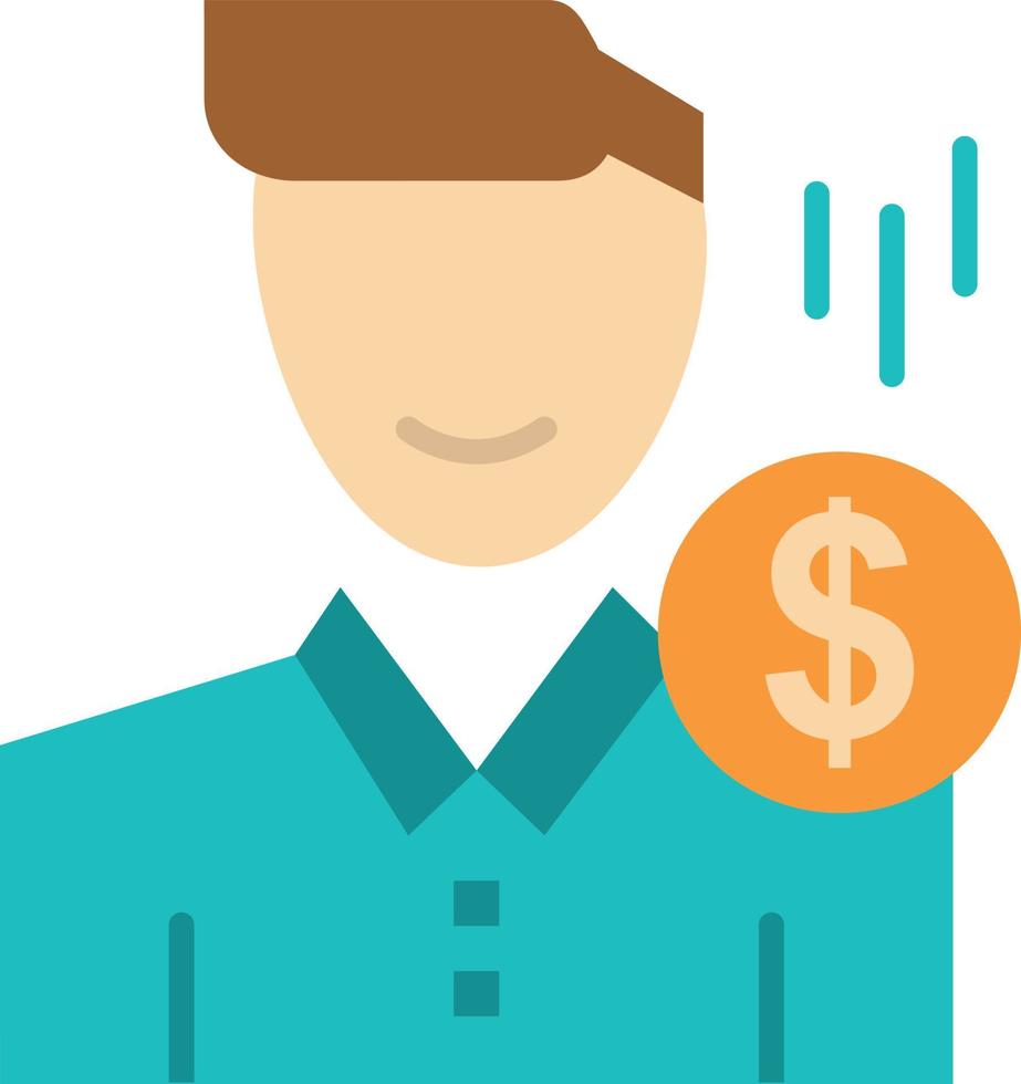 Cost Fee Male Money Payment Salary User  Flat Color Icon Vector icon banner Template
