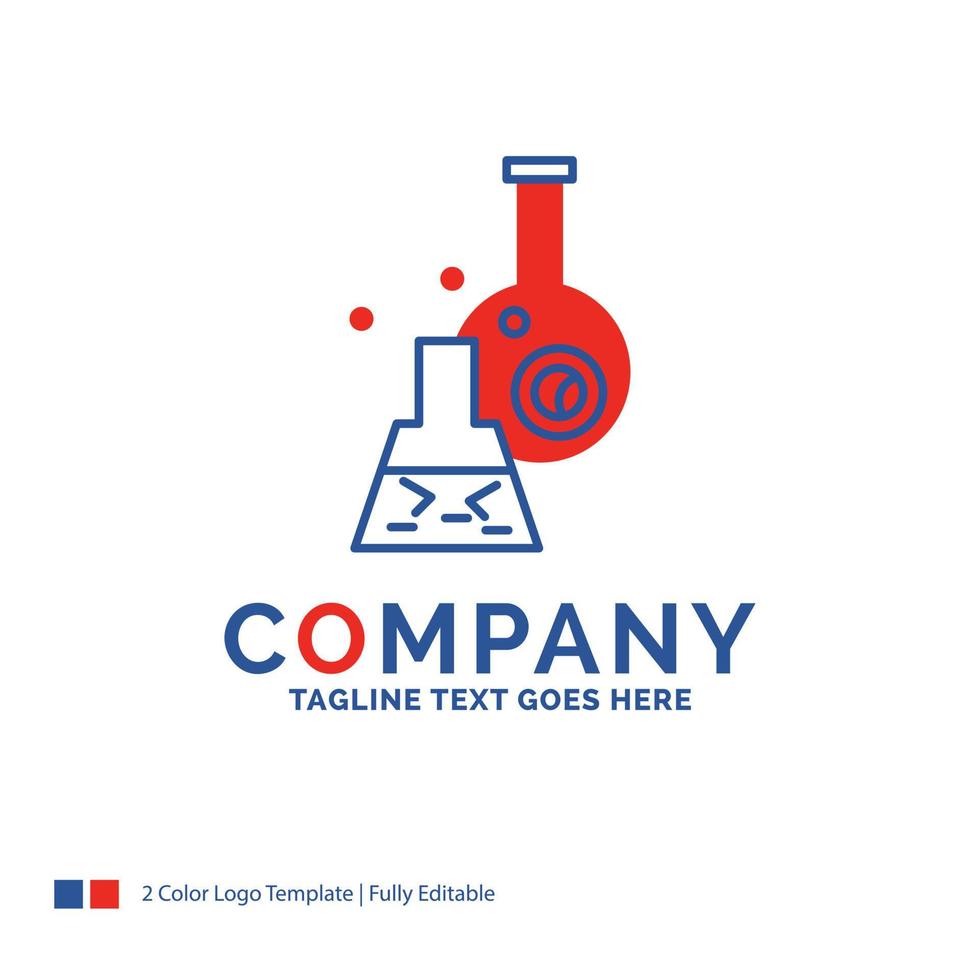 Company Name Logo Design For beaker. lab. test. tube. scientific. Blue and red Brand Name Design with place for Tagline. Abstract Creative Logo template for Small and Large Business. vector
