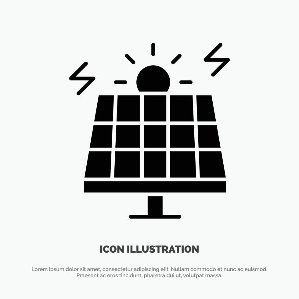 energía medio ambiente verde solar sólido glifo icono vector