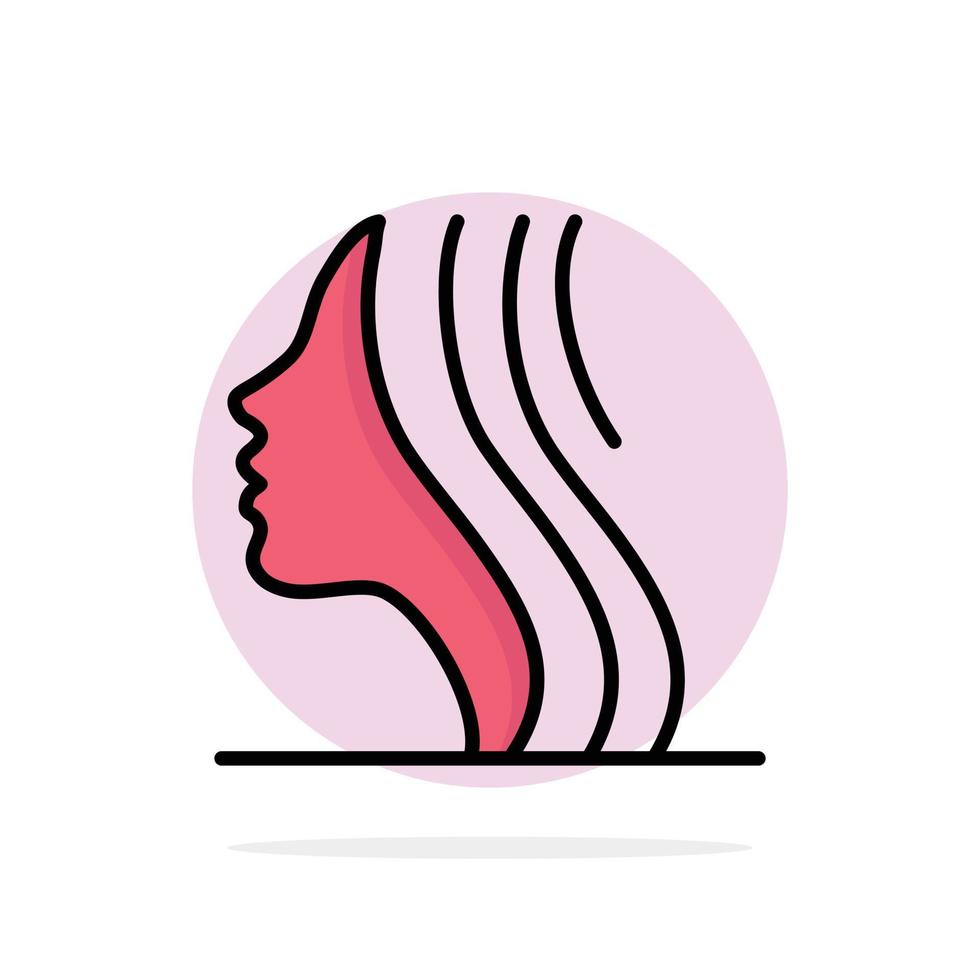Female Women Girl Face Abstract Circle Background Flat color Icon vector