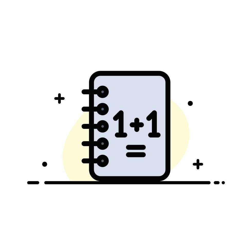 educación cuaderno bloc de notas 11 negocio línea plana lleno icono vector banner plantilla