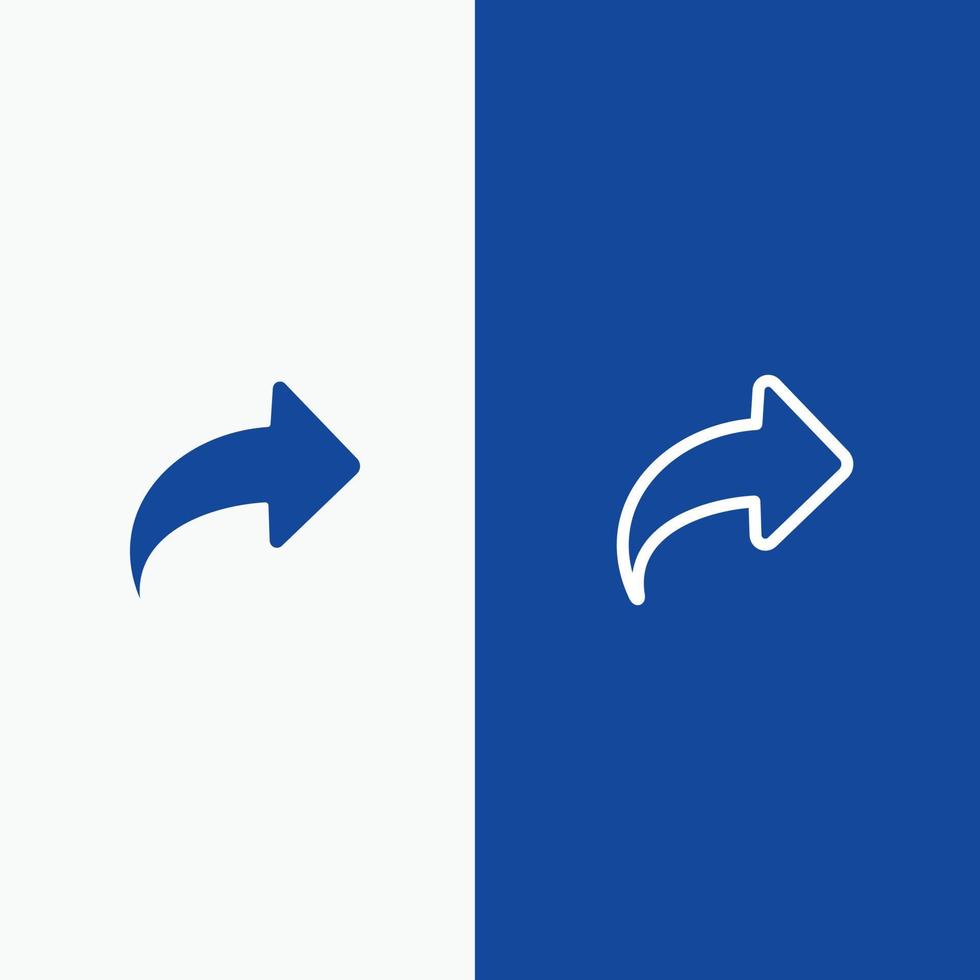 Arrow Direction Right Forward Line and Glyph Solid icon Blue banner Line and Glyph Solid icon Blue b vector