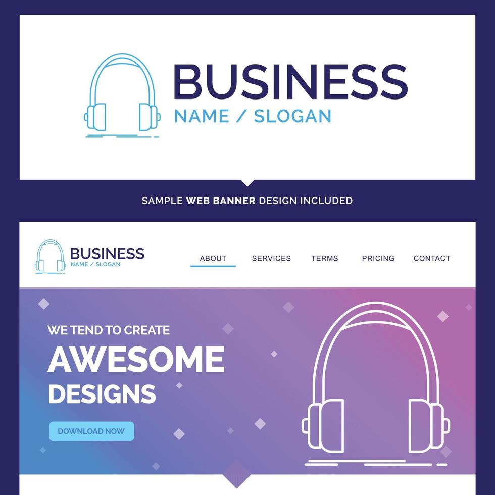Beautiful Business Concept Brand Name Audio. headphone. vector