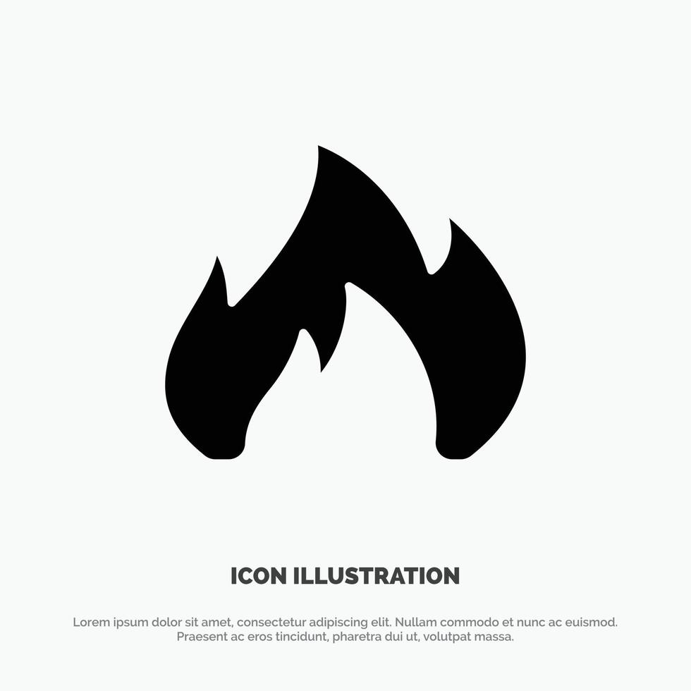 Fire Heating Fireplace Spark solid Glyph Icon vector