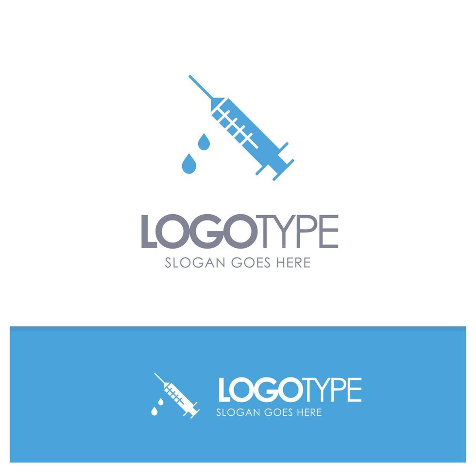 Dope Injection Medical Drug Blue Solid Logo with place for tagline vector