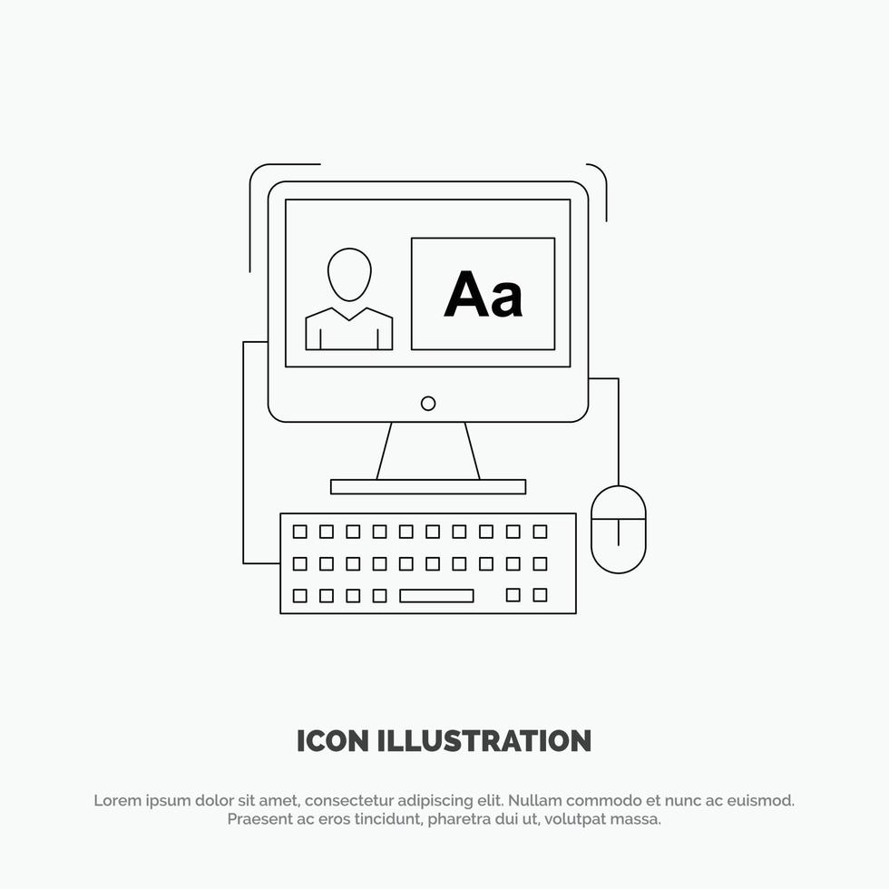 Computer Screen Software Editing Line Icon Vector