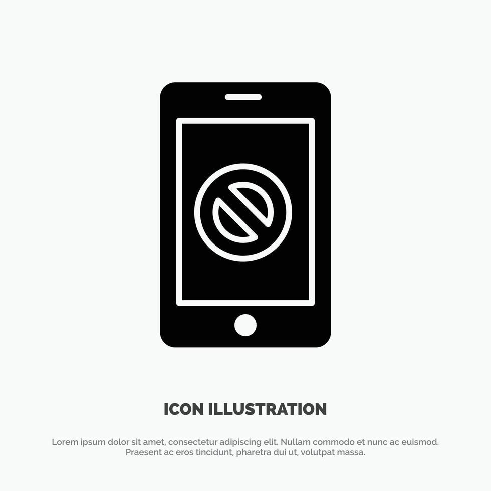 Mobile Cell Phone No No Mobile solid Glyph Icon vector