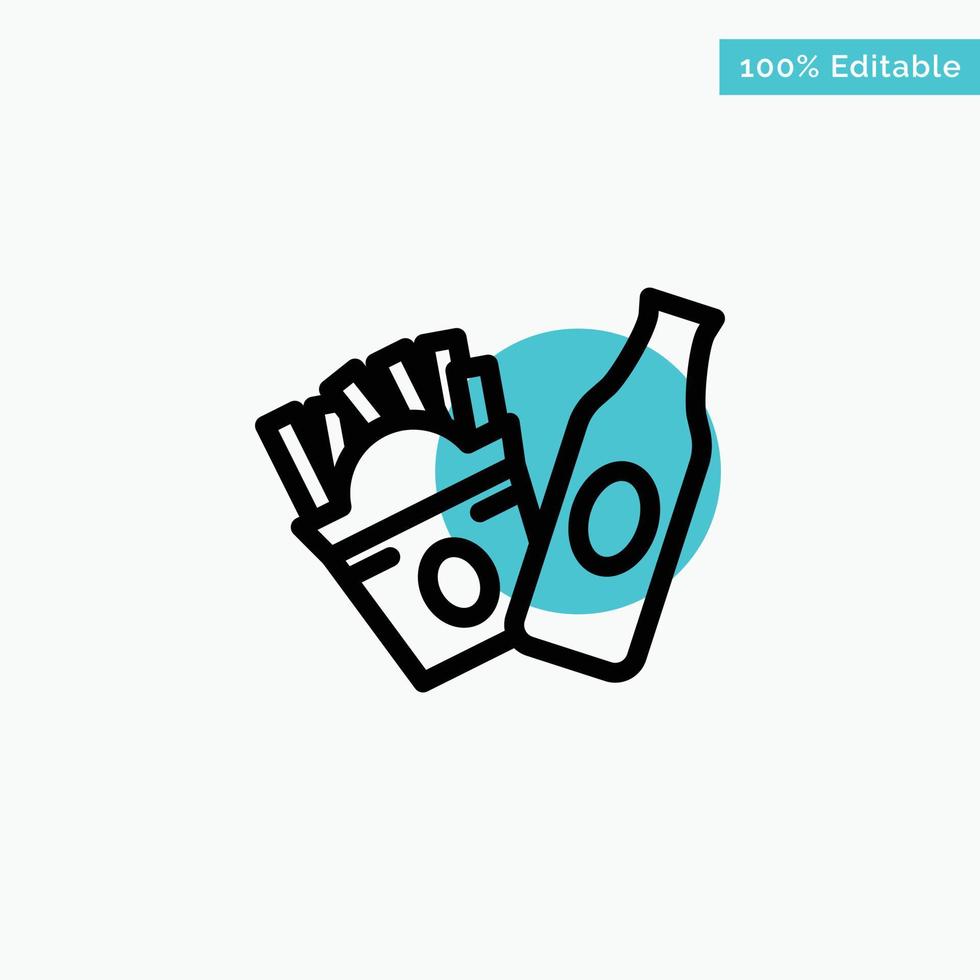 Bottle Fries American turquoise highlight circle point Vector icon