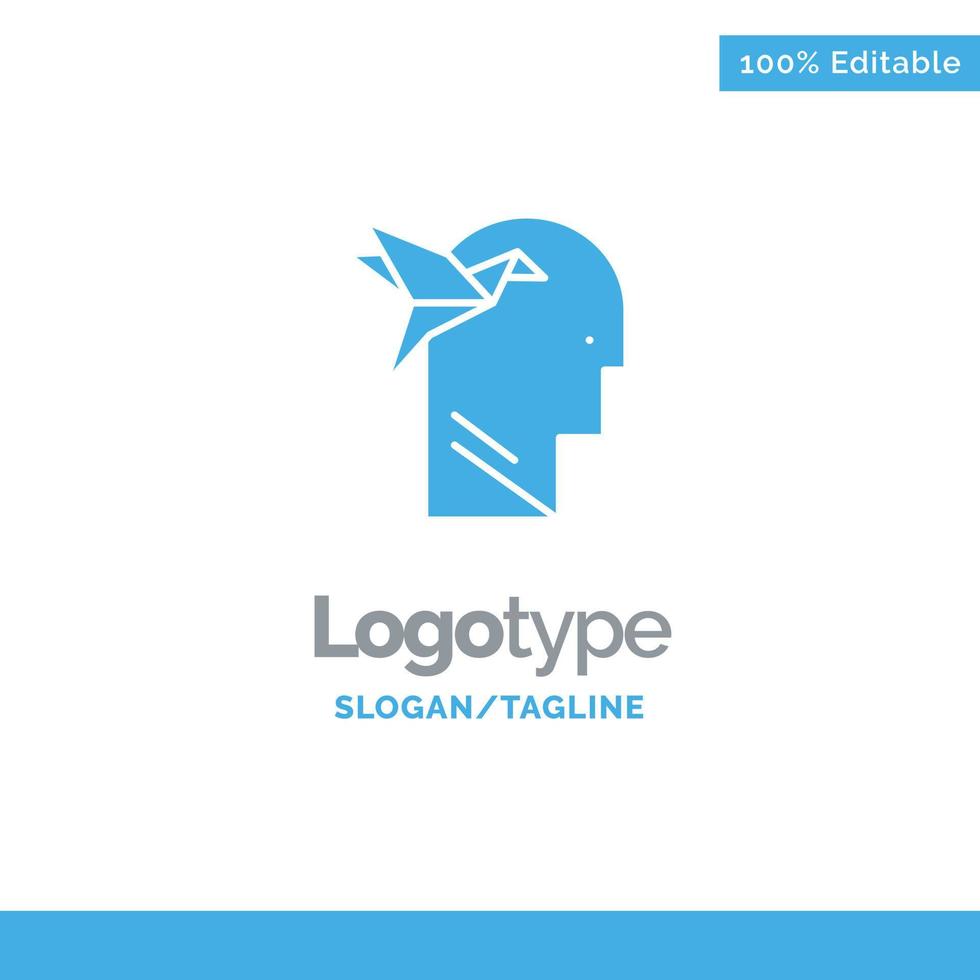 Imagination Form Imagination Head Brian Blue Solid Logo Template Place for Tagline vector