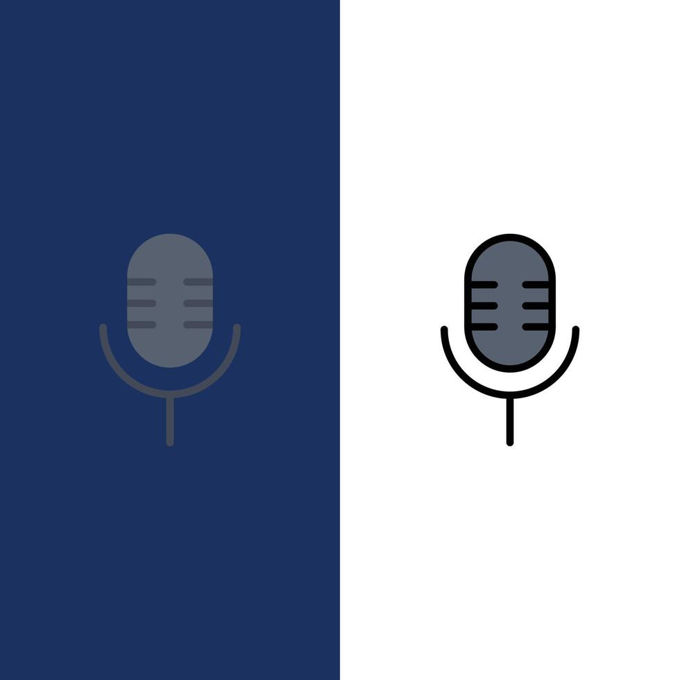 Mic Microphone Sound Show  Icons Flat and Line Filled Icon Set Vector Blue Background