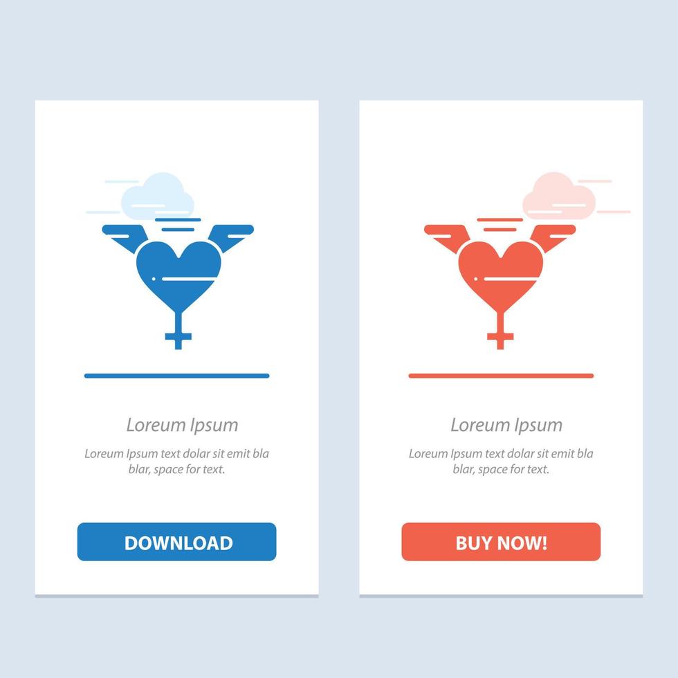 Heart Wings Love  Blue and Red Download and Buy Now web Widget Card Template vector