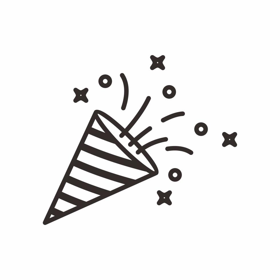 confetti popper outline icon vector