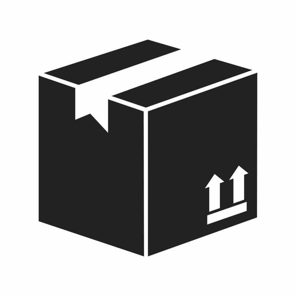 icono de estilo plano de caja de paquete vector