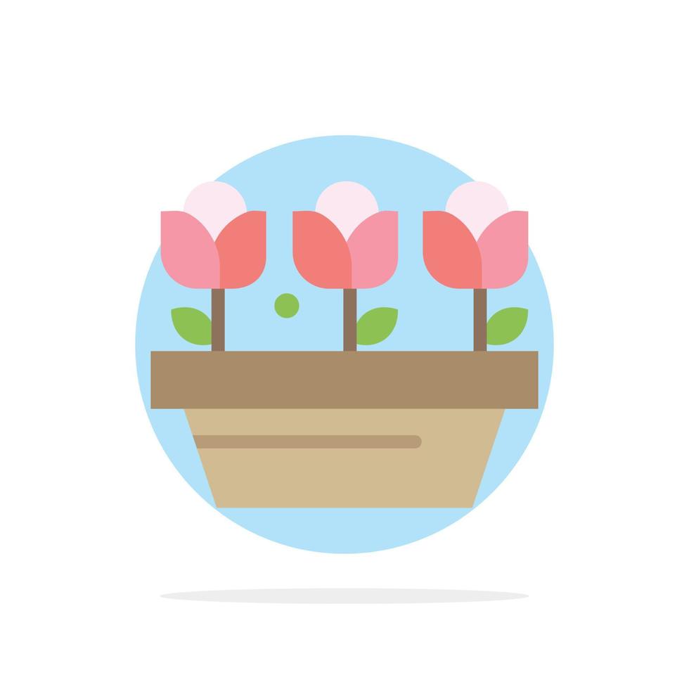 Flower Growth Plant Spring Abstract Circle Background Flat color Icon vector