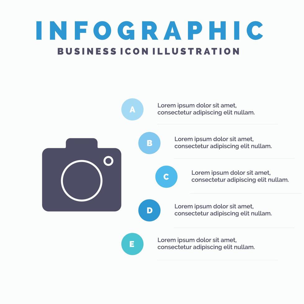 Camera Image Photo Picture Solid Icon Infographics 5 Steps Presentation Background vector