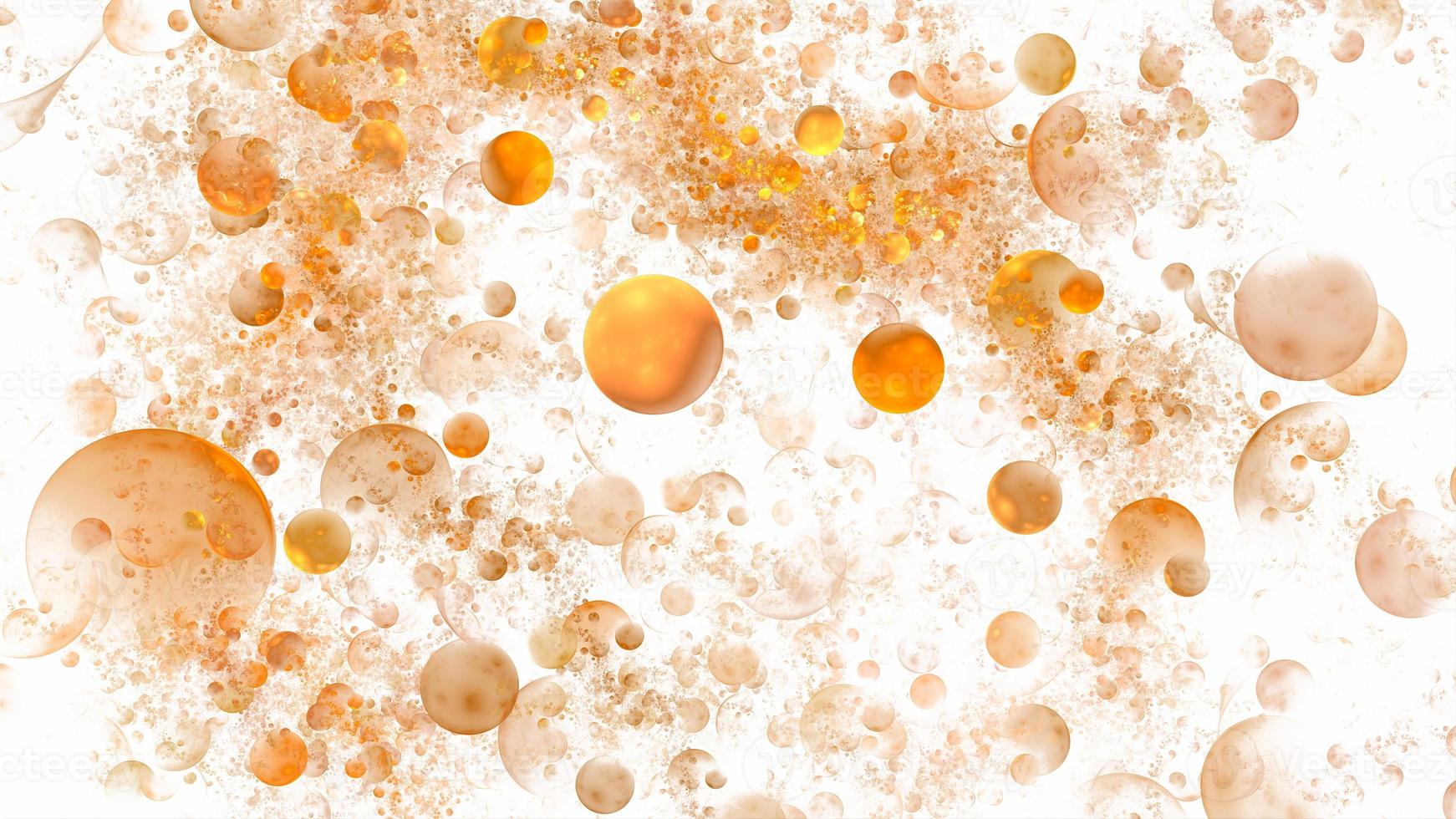 Yellow bubbles of air gas in water on a white background. Water bubble drop background champagne gas transparent underwater. Soda texture 3d render photo