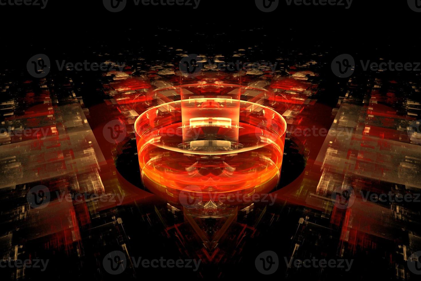 Digital interior building Hi tech Abstract data center server tonel. Business technology blurred Polygonal geometric digital cyberpunk space, color light. 3D render photo