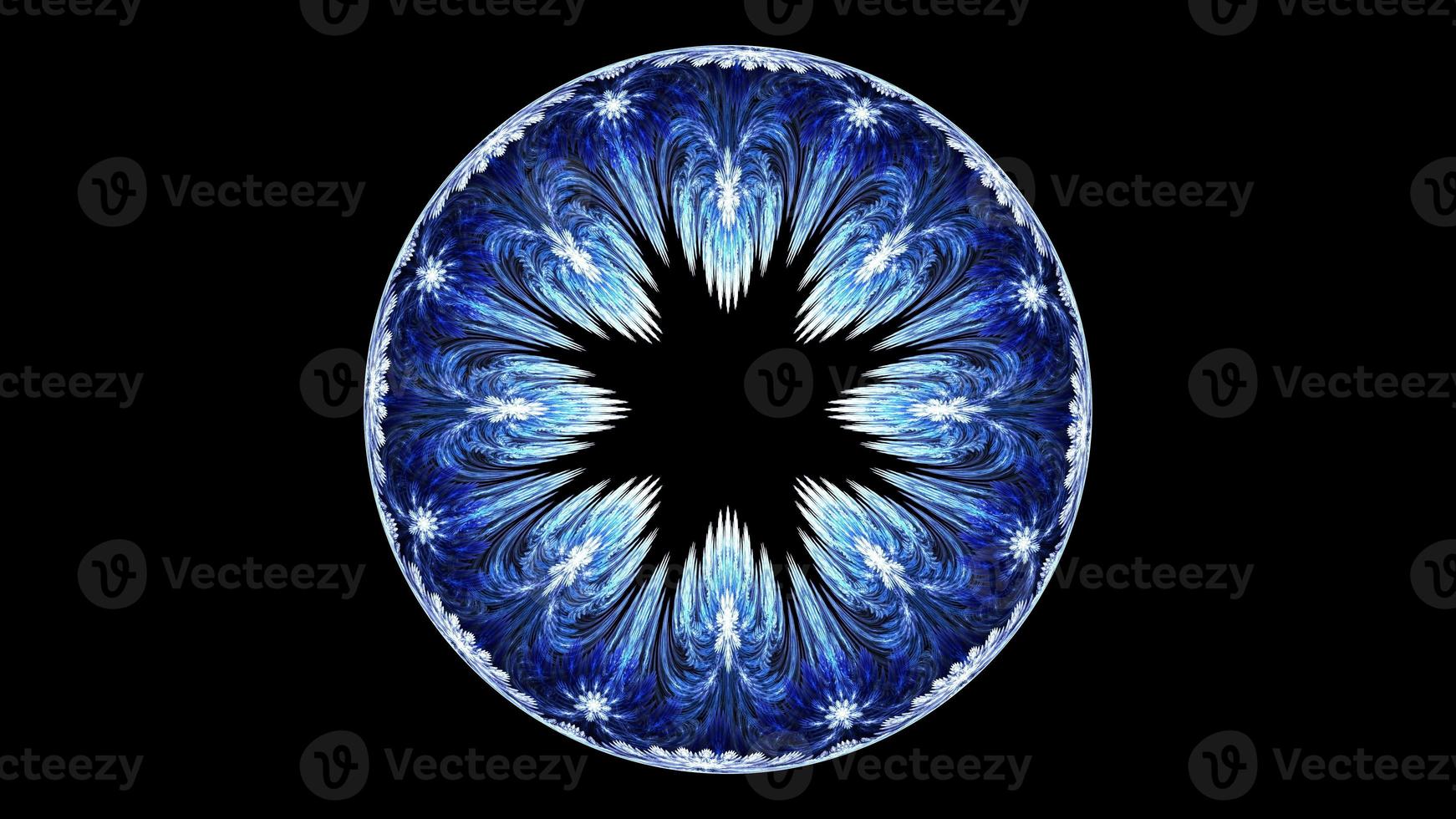 Ball garland Christmas winter on a black background. Ice ball in frost covered with a frosty pattern. 3d illustration photo