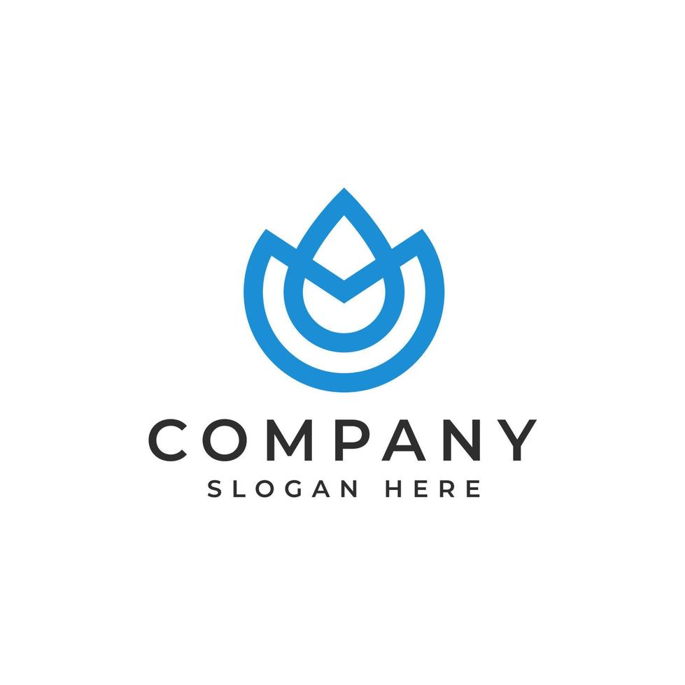 Blue water drop monoline logo with abstract and modern style vector