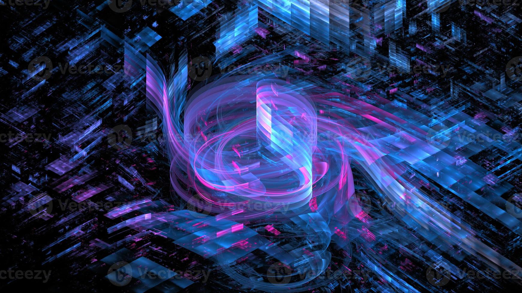 Abstract glowing background digital technology. Hi tech digital interior data center server, business technology blurred Polygonal geometric matrix space, 3D render photo